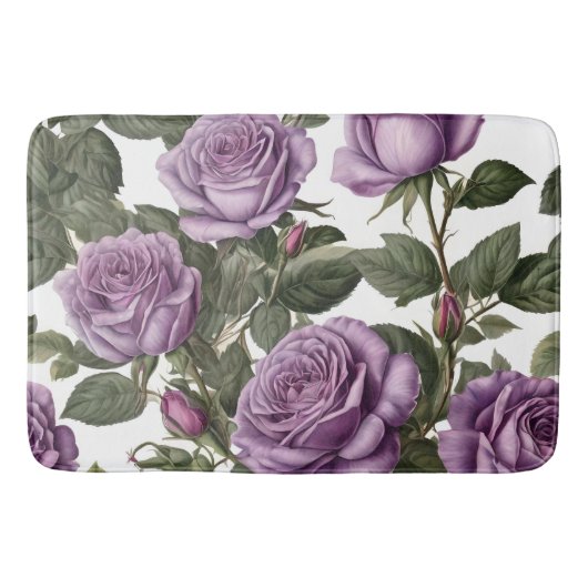 Tapis De Bain Roses de Rose pourpre, (Devant)