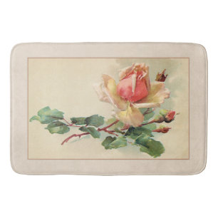 Tapis De Bain Roses en pastel floraux victoriens de pêche