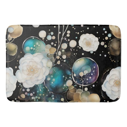 Tapis De Bain Roses Et Bulles Abstraits (Devant)