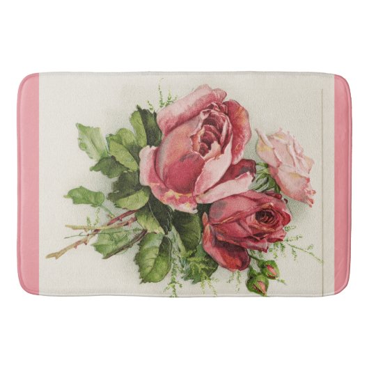 Tapis De Bain Roses floraux Vintages antiques (Devant)