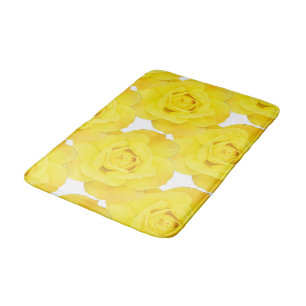 Tapis De Bain Roses Jaunes Fleurs Florales Or Blanc Motifs