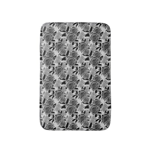 Tapis De Bain Roses noirs, rose, noirs et gris (Devant (Vertical))