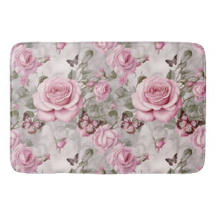 Tapis De Bain Roses roses et papillons d'eau