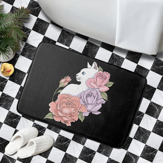 Tapis De Bain Roses roses roses blanches Peach Lavender