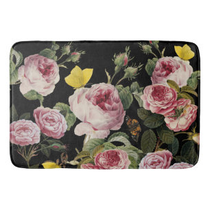 Tapis De Bain ROSES ROSES ROSES ET BOUTTERFLIES JAUNES Florales