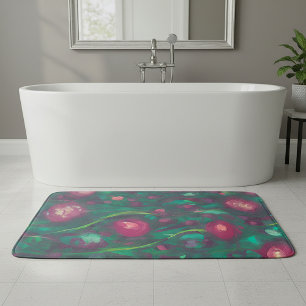 Tapis De Bain Roses rouges abstraites atténuées 