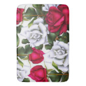 Tapis De Bain Roses Rouges & Blanches Shabby Chic Rustique Moder (devant Vertical)