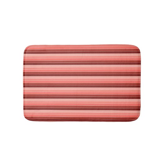 Tapis De Bain Roses Rouges Corail Rayures (Devant)