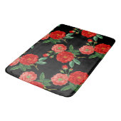Tapis De Bain Roses rouges, fond noir, (Angle)