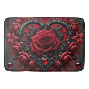 Tapis De Bain roses rouges gothiques Saint Valentin
