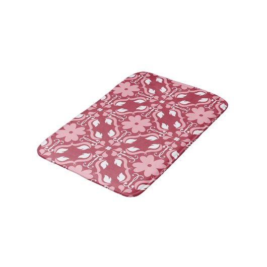 Tapis De Bain Rouge, beige à fleurs, papier peint motif sans cou (Angle)