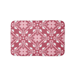 Tapis De Bain Rouge, beige à fleurs, papier peint motif sans cou