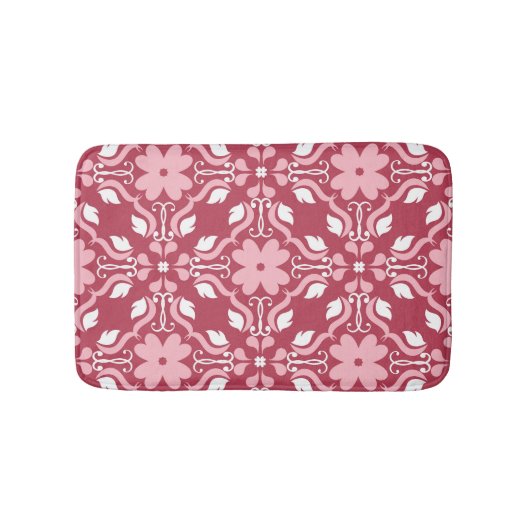 Tapis De Bain Rouge, beige à fleurs, papier peint motif sans cou (Devant)