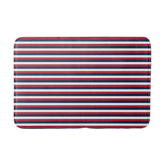 Tapis de bain rouge, blanc et bleu