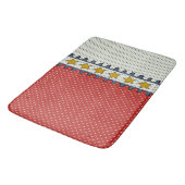 Tapis De Bain Rouge, Blanc et Bleu - Pois, Graines, moutarde (Angle)
