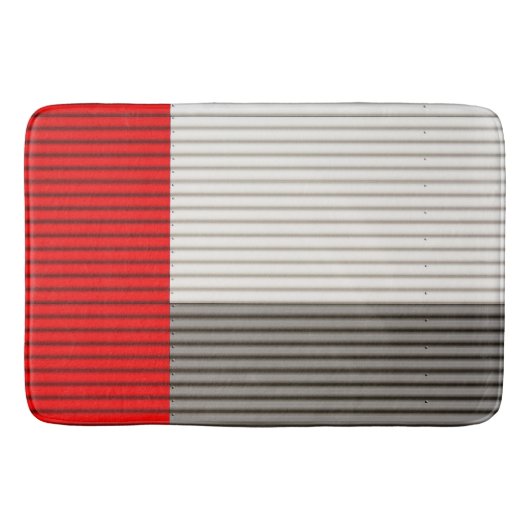 Tapis de bain rouge, blanc et gris (Devant)