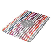 Tapis De Bain Rouge blanc gris Chevron Zigzag Monogramme (Angle)