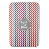Tapis De Bain Rouge blanc gris Chevron Zigzag Monogramme (devant Vertical)