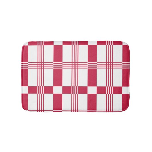 Tapis De Bain Rouge blanc Tartan Check Plaid (Devant)