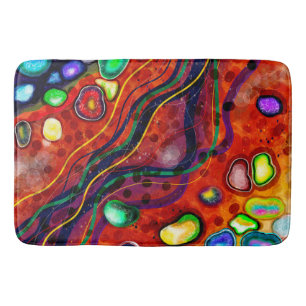Tapis De Bain Rouge, Bleu, Cuivre, Violet, Vert Abstrait