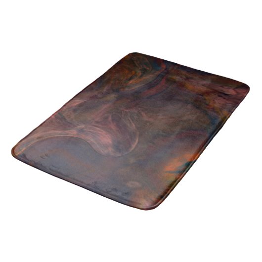 Tapis De Bain rouge, bleu, orange et Marbre abstrait violet (Angle)