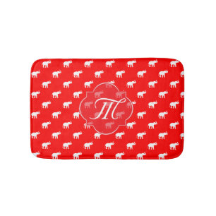 Tapis de bain rouge chanceux d'éléphant