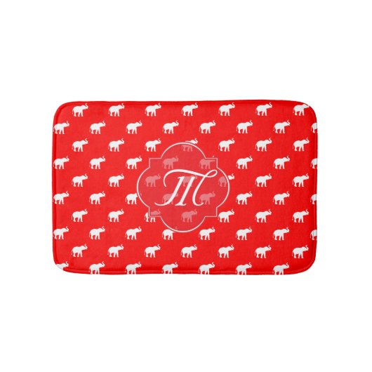 Tapis de bain rouge chanceux d'éléphant (Devant)
