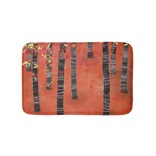 Tapis De Bain Rouge de la forêt de bouleaux (Devant)