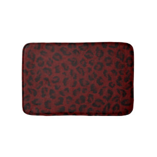 Tapis de bain rouge d'empreinte de léopard