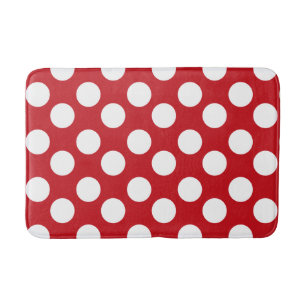 Tapis de bain rouge et blanc de mousse de point de