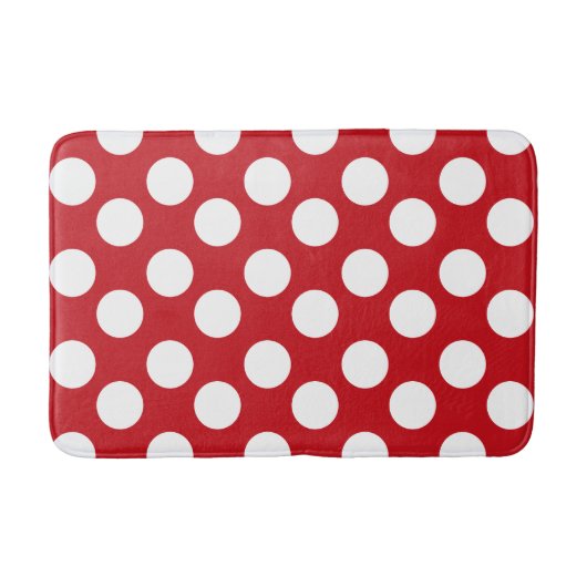 Tapis de bain rouge et blanc de mousse de point de (Devant)