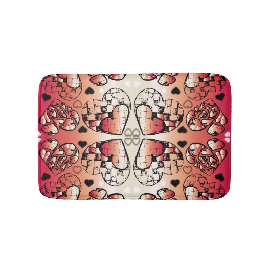 Tapis De Bain Rouge et blanc Whimsical Romantic Hearts motif (Devant)