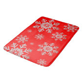 Tapis De Bain Rouge Faux Parties scintillant en argent Snowflake (Angle)