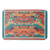 Tapis De Bain Rouge Feuille tropical, Turquoise orange (Devant)