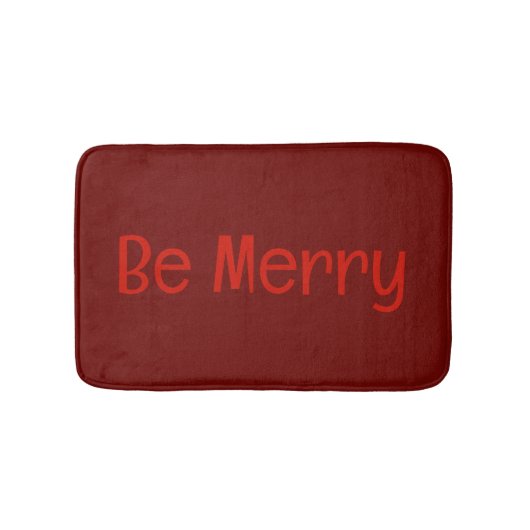 Tapis de bain rouge foncé "Soyez joyeux" avec text (Devant)
