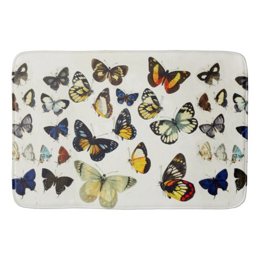 Tapis De Bain ROUGE JAUNE BLEU BLANC BUTTERFLIES Beauté Nature (Devant)