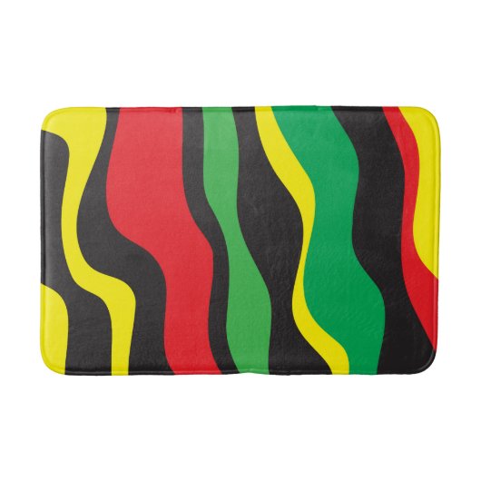 Tapis De Bain Rouge Jaune Vert Rasta Noir Vague (Devant)