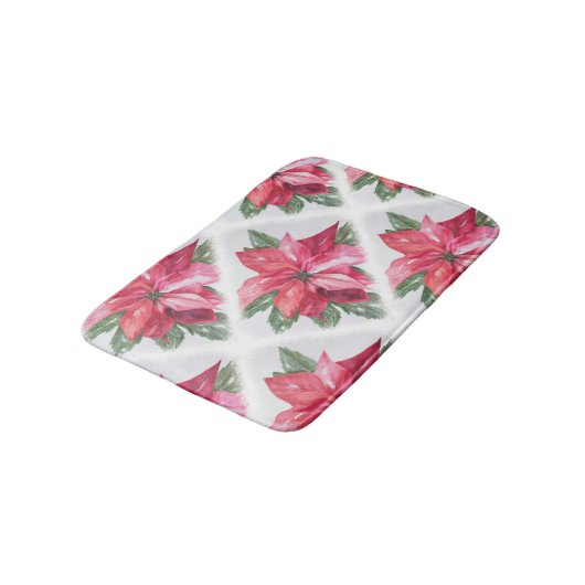 Tapis De Bain Rouge Noël Poinsettia (Angle)