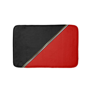 Tapis De Bain Rouge Noir avec Rayure Or Argent