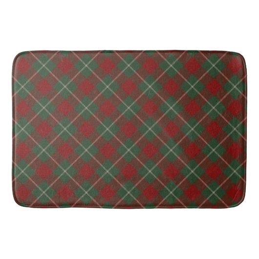 Tapis De Bain Rouge rustique vert et Motif Tartan beige (Devant)