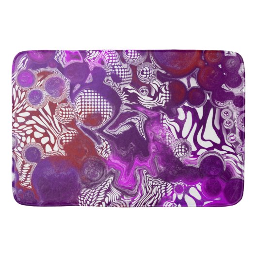 Tapis De Bain Rouge violet Abstrait Fluid Art Marbre (Devant)