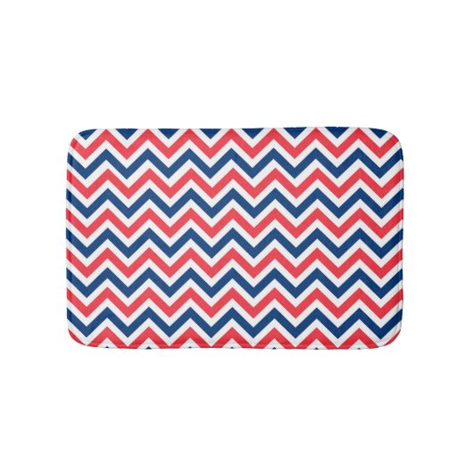 Tapis De Bain Rouges Lignes Blanches Zig Zag Géométrique Basebal (Devant)