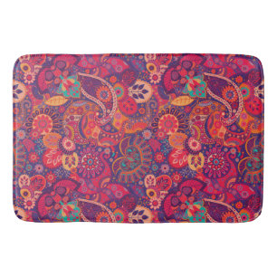 Tapis De Bain Rouges Paisley Rétro  