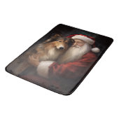 Tapis De Bain Rough Collie Avec Noël Festif Du Père Noël (Angle)