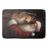 Tapis De Bain Rough Collie Avec Noël Festif Du Père Noël (Devant)