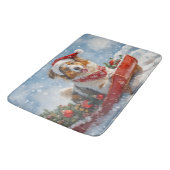 Tapis De Bain Rough Collie Dog in Sledge Let Snow Christmas (Angle)