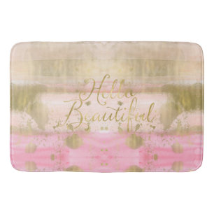 Tapis De Bain Rougissent l'aquarelle fascinante d'or rose