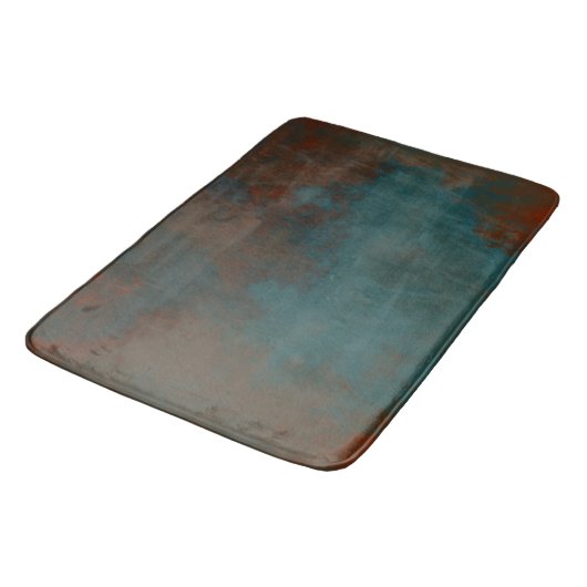 Tapis De Bain Rouille et marbre Turquoise abstrait (Angle)