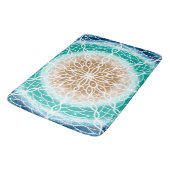 Tapis De Bain Round Ocean Waves Mandala Turquoise et Turquoise (Angle)