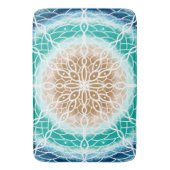 Tapis De Bain Round Ocean Waves Mandala Turquoise et Turquoise (devant Vertical)